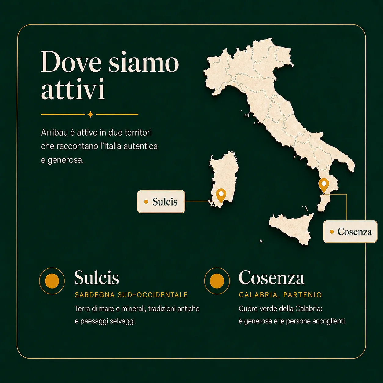 Territori attivi Arribau: Sulcis e Cosenza / Amantea